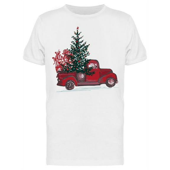 Red Truck With Christmas Tree T-Shirt Men -Image by Shutterstock, Male Small