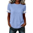 thumbnail image 4 of TGSLY Women's Eyelet Lace Trim Linen Tops Lightweight Crew Neck Solid Color Cotton Blouses Relaxed Dressy Casual Short Sleeve T-Shirts XXL, 4 of 7