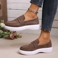 thumbnail image 2 of Women’s Casual Slip On Loafers Faux Suede Lightweight Non Slip Walking Flat Platform Dress Orthotic Shoes Brown Size 6.5, 2 of 7