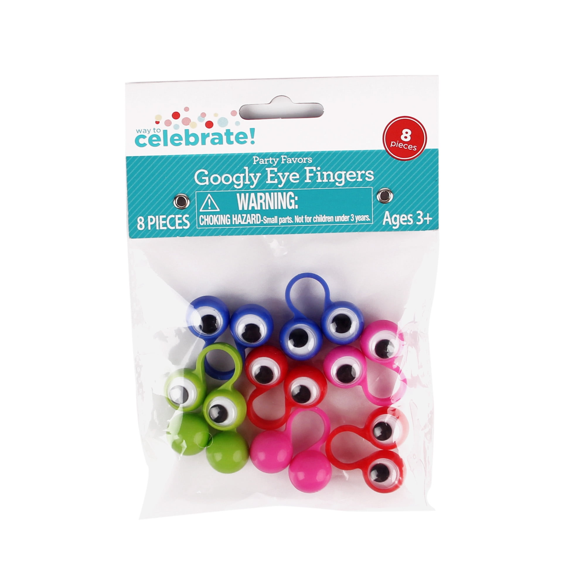 8 Googly Eyes Finger Puppets Party Favour Birthday Treat Loot Bag Toys Game Red