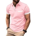 thumbnail image 2 of BVOFAR Short Sleeve Golf Shirts for Men Big and Tall Moisture Wicking Polos Shirt with Pockets Business Casual Collared T-Shirt Pink S, 2 of 6
