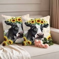 thumbnail image 2 of Cow Sunflower Pillow Covers 2 Pack Plant Farm Flower Pillowcase Waterproof Outdoor Throw Pillow Cover for Patio Garden Square Cushion 26”x26”, 2 of 9