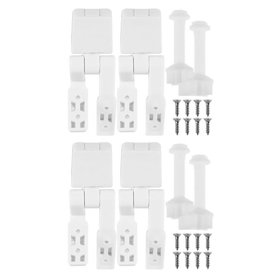 Raindrops 2Sets Plastic White Toilet Seat Hinge Replacement Set with Bolts Screws and Mounting Hardware