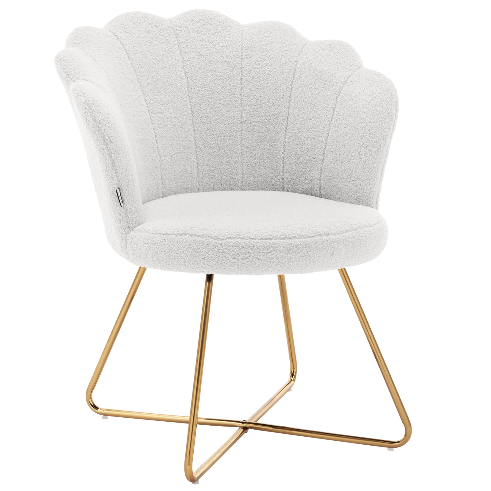 Duhome Faux Fur Vanity Chair with Back, Accent Chair with Gold Metal