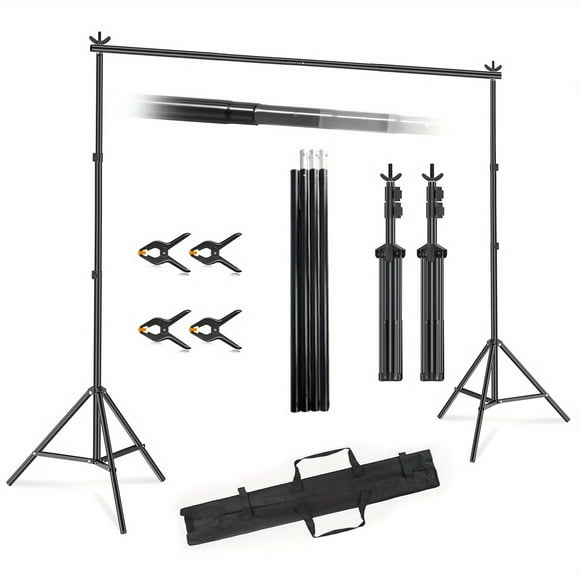 Backdrop Stand 10x7ft(WxH) Photo Studio Adjustable Metal Background Stand ,Balloon Arch Support Kit With 4 Crossbars, 4 Backdrop Clamps, Parties Wedding Events Decoration