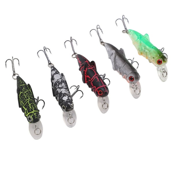 Octpeak Grasshopper Lure,insect Grasshopper Lure,5pcs Insect Grasshopper Minnow Hard Baits 5.5cm/3.3g Artificial Swimbaits Fishing Tackle