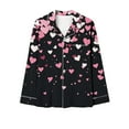 thumbnail image 6 of Hueook Valentines Silk Pajamas for Women Set Women's Casual Day Printed Long Sleeved Lapel Casual Top Pants Pajama Set Black M, 6 of 8