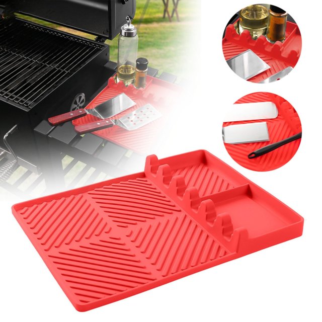 Yttmshdga Rack Silicone Grill Mat Side Shelf Mat 2024 New Silicone Griddle Tools Mat With Drip Pad For Outdoor Grill Kitchen Counter Large Griddle Spatula Mat BBQ Mats Griddle Accessorie