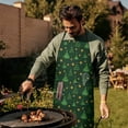 thumbnail image 3 of Dark Green Christmas Tree and Star Pattern Apron-Garden Aprons for Women with Pockets-Cotton Linen Waterproof Kitchen Cooking Gardening Aprons Adjustable for Kitchen,Cooking,BBQ and Salon 33"x27", 3 of 7