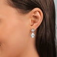 thumbnail image 4 of Gem Stone King 925 Sterling Silver White Created Sapphire and Lab Grown Diamond Earrings for Women | 8.46 Cttw | Gemstone September Birthstone | Pear Shape 12X8MM, 4 of 4