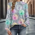 thumbnail image 6 of cocolona Womens Dressy Casual Blouses Long Sleeve Crew Neck Pleated T-shirts Fashion Floral Print Tunic Tops, 6 of 6