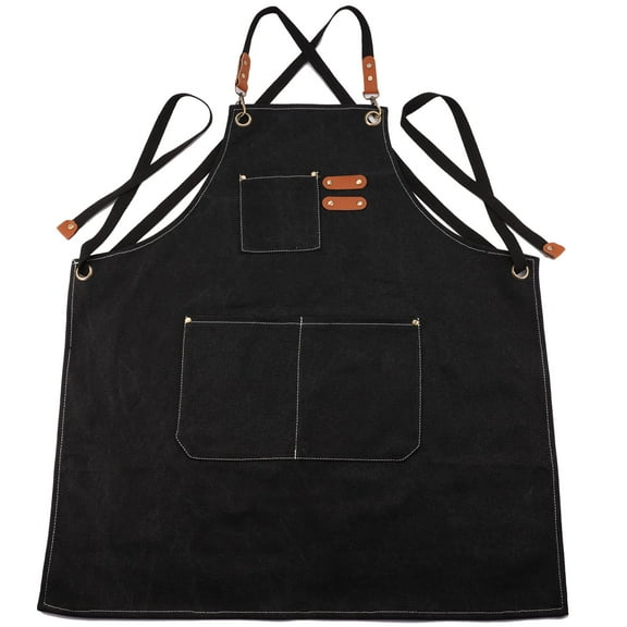Aggxpf Chef Apron for Men Women with Large Pockets, Adjustable Cross Back Apron, Durable Cotton Large Apron for Cooking, Grilling, Gardening