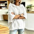 thumbnail image 4 of Women's Soft Waffle Knit Hoodies Oversized 3/4 Dolman Sleeve Hooded Sweatshirt Loose Casual Pullover Tops Fall Fashion Outfits White, 4 of 6