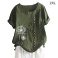 thumbnail image 1 of Camisa de mujer con botones, blusa informal de manga corta con cuello redondo, verde, XXL Scienceny AP001735-29, 1 of 7