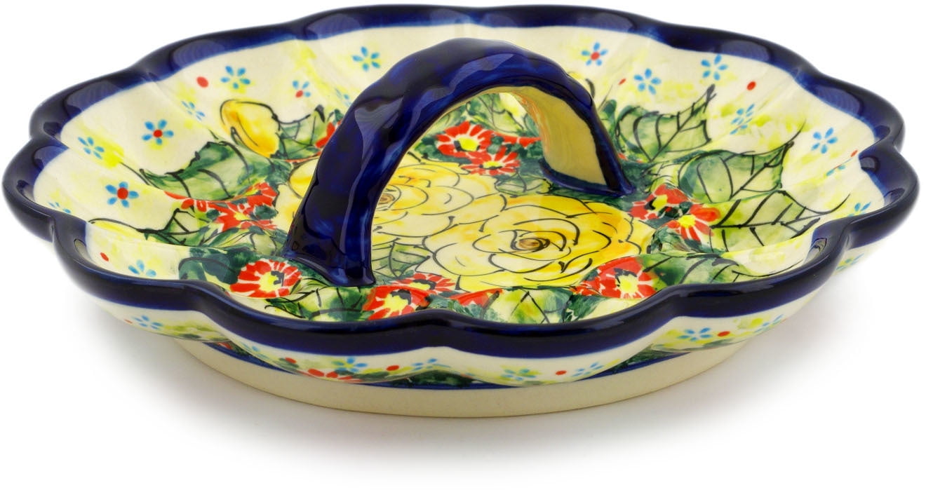 Polish Pottery 8¼inch Egg Plate Signature UNIKAT Hand Painted in