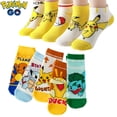 thumbnail image 2 of Calcetines de dibujos animados de Pokémon para niño y niña, medias de Pikachu, regalo Kawaii, ropa suave, 5 pares, 2 of 5