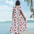 thumbnail image 4 of WTOBBY Women Casual Loose Bohemian Floral Short Sleeve Long Maxi Summer Beach Swing Dress with Flowy Skirt for Festivals and Relaxed Outings,Pink 2XL, 4 of 5