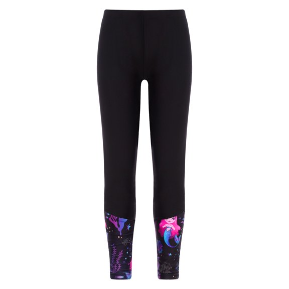 dPois Kids Girls High Waist Swim Pants Athletic Swimming Legging Compression Swim Tight Swimwear Black 12