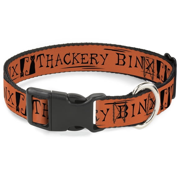 Disney Pet Collar, Dog Collar Plastic Buckle, Hocus Pocus Thackery Binx Cat Silhouette Orange Black, 7 to 8.5 Inches 0.5 Inch Wide