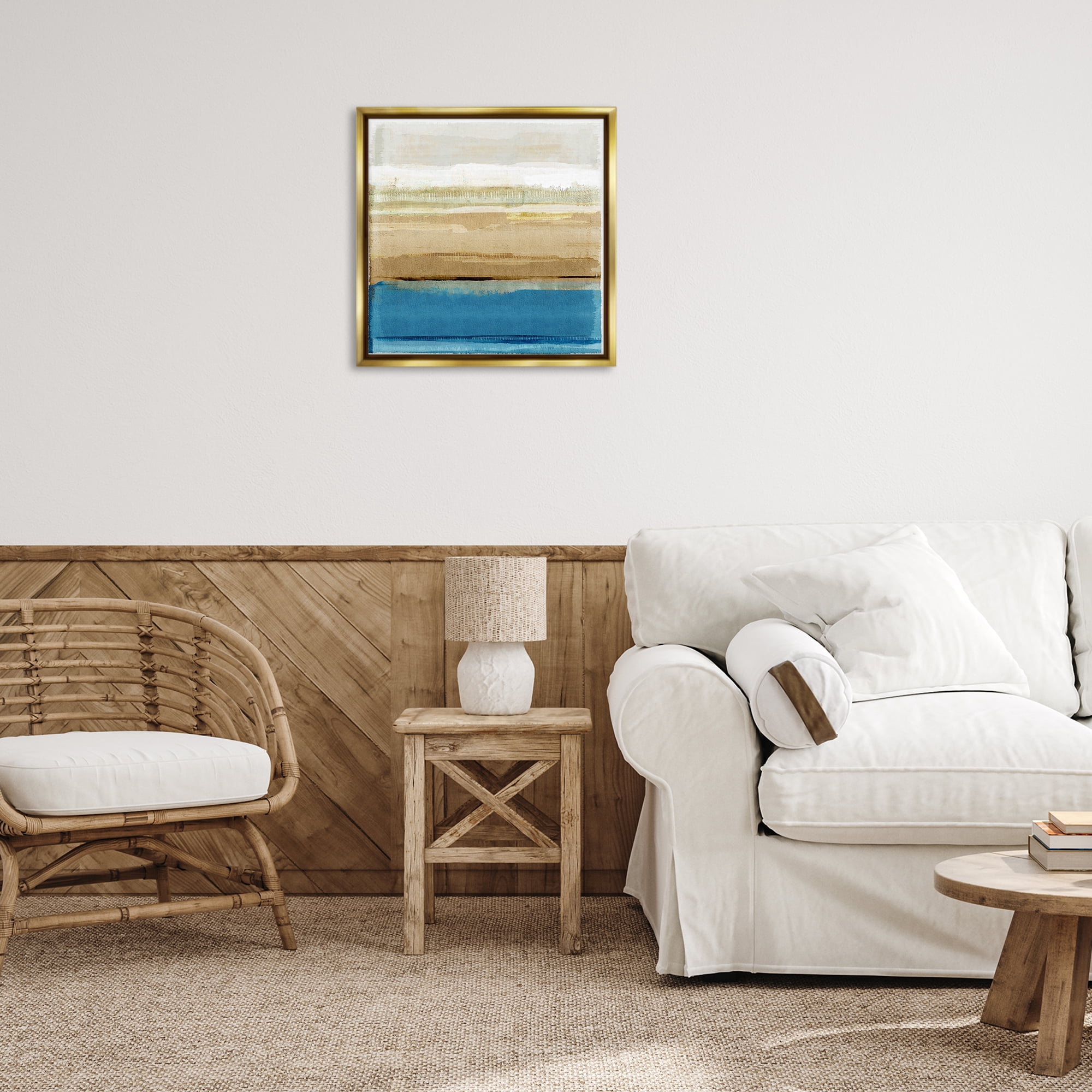Stupell Industries Nautical Blue Daze Abstract Painting Gold Floater Framed Canvas Art Print Wall Art, 25 x 25