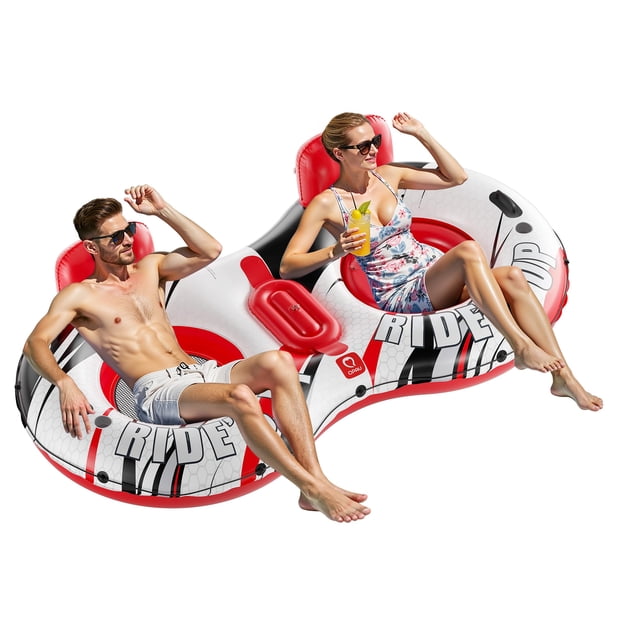 Balsa Inflable Doble para Río QPAU para 2 Personas Capacidad 300 kg Rojo