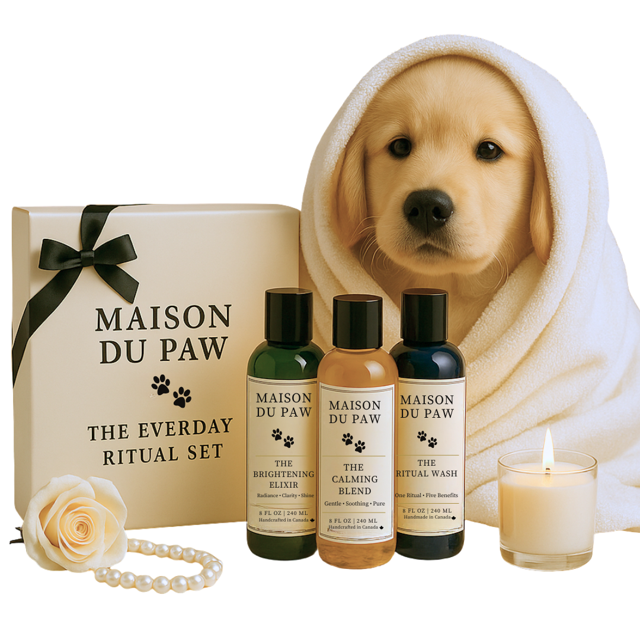 Maison Du Paw – The Everyday Ritual Set | Luxury Pet Shampoo Trio Gift Box (5-in-1 Wash + Calming Blend + Brightening Elixir) | Vegan, Cruelty-Free, Made in Canada (3 × 250 mL)