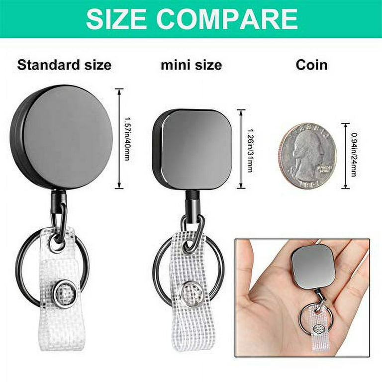 2 Pack Mini Heavy Duty Retractable Badge Holder Reel, Metal ID Badge Holder  With Belt Clip Key Ring For Name Card Keychain(Small - AliExpress