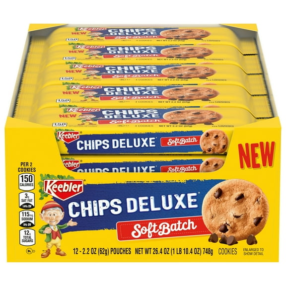 Keebler Soft Batch Chocolate Chip Cookies, Soft Baked Cookies, 12 Count,( 2.2 oz Each)