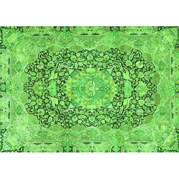 Ahgly Company Indoor Rectangle Persian Green Traditional Area Rugs, 8' x 12'