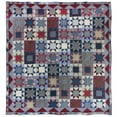 thumbnail image 1 of Denim Burst Quilt, Hand cut and Patchwork cotton fabric blocks., 1 of 3