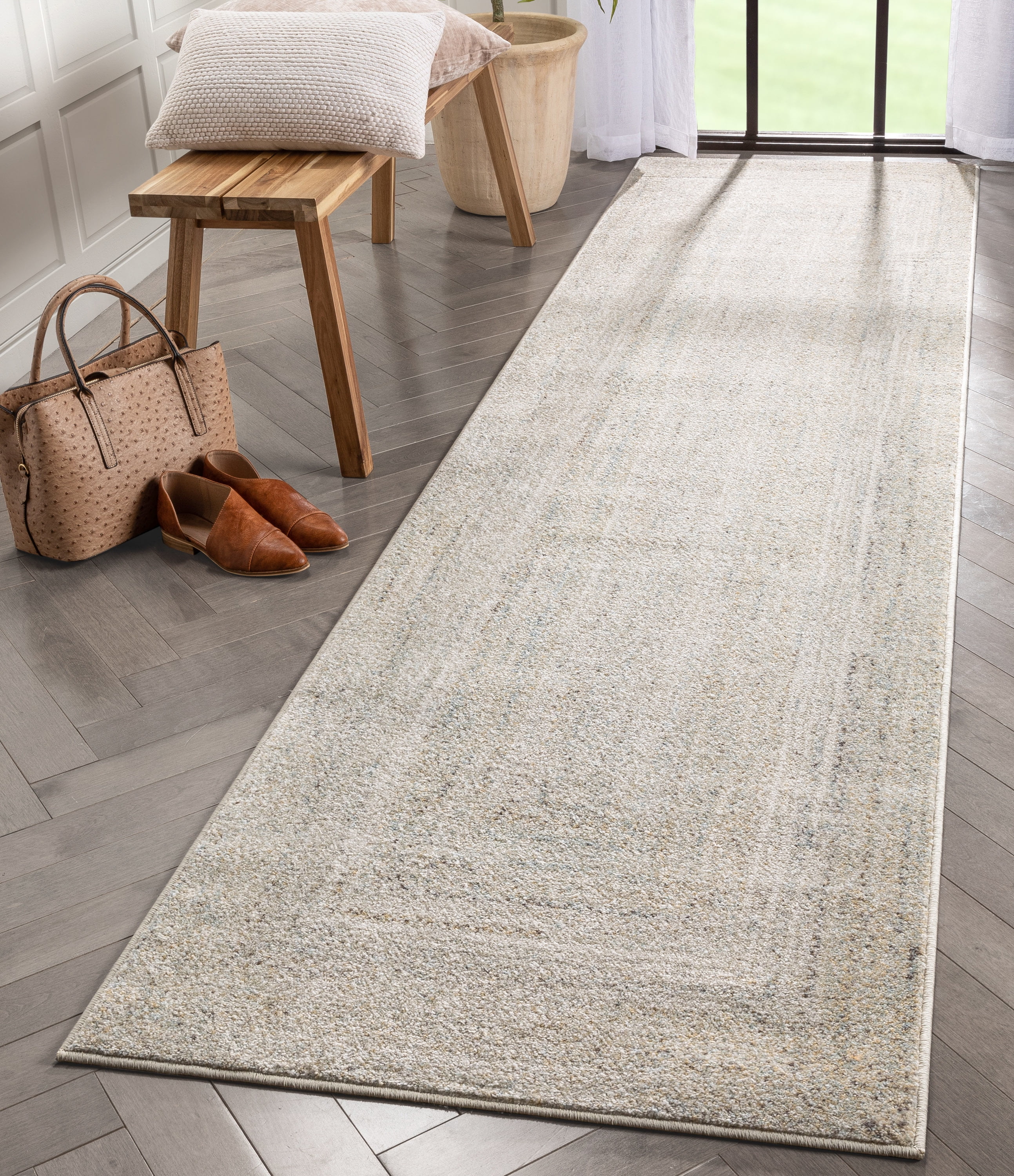 Vining Florals Braided Rectangle Rug Runner with Included Rug Pad