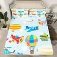 thumbnail image 2 of Homewish Cartoon Airplane Queen Sheet Sets,Colorful Hot Air Balloon Flat Sheet,Aircraft Theme Queen Fitted Sheet For Boys Kids,Super Cozy Room Decor,4-Piece, 2 of 7