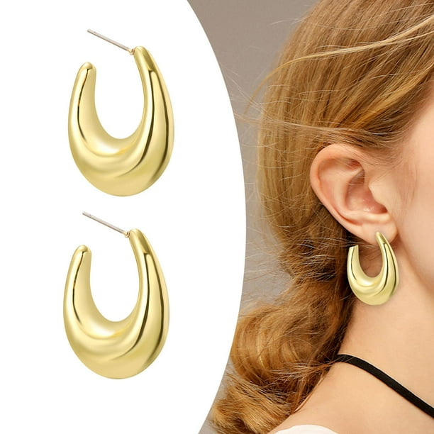 Pendientes de aro para mujer Yinane accesorios de disfraz moda elegante ligeros sencillos forma de U 24x3cm
