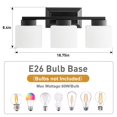thumbnail image 3 of Lámpara de Pared para Baño EJIAXIN de 3 Luces con Vidrio Esmerilado Negro, 3 of 7