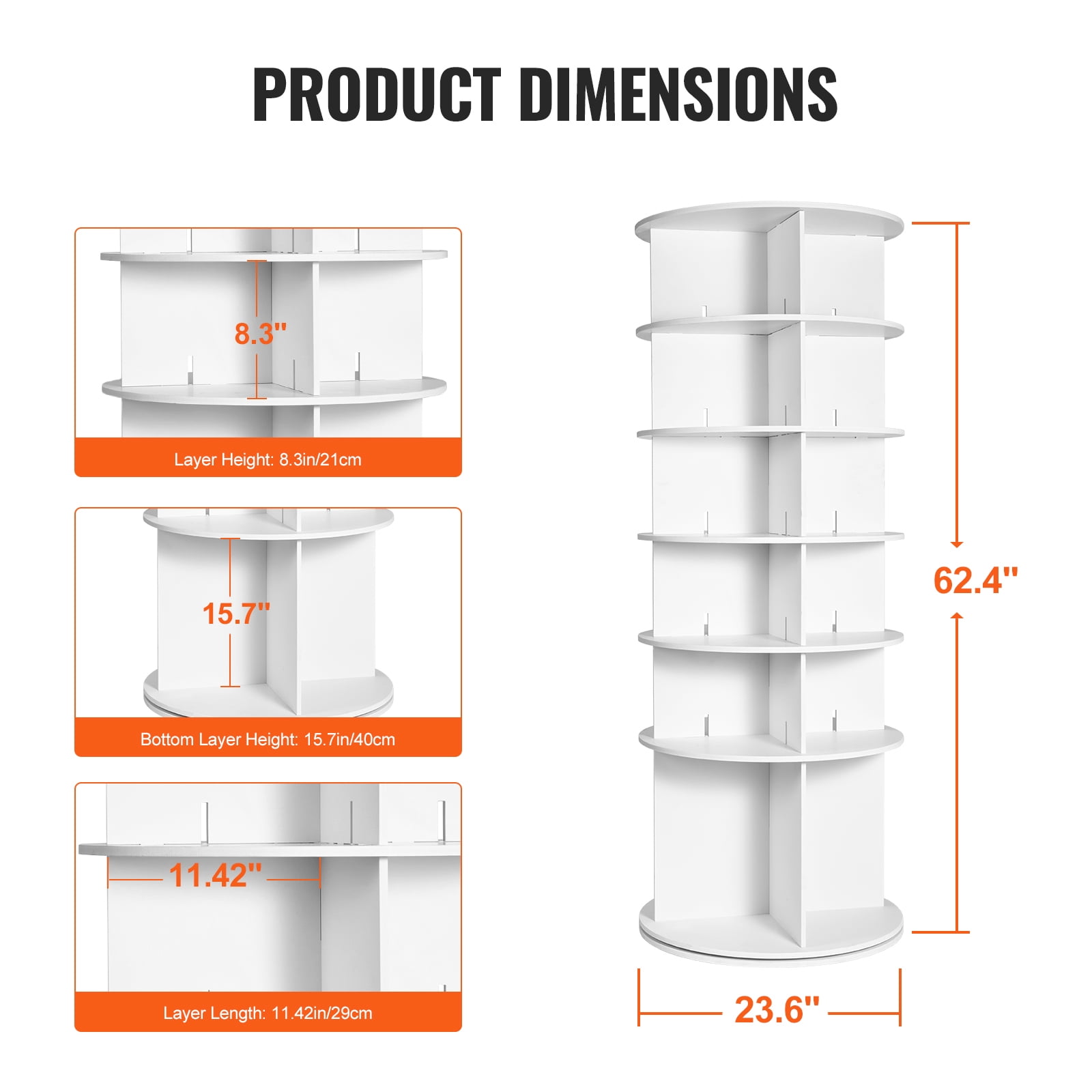 KFFKFF 6-Level Circular Shoe Rack, 360° Rotational Footwear Display, Round Shoe Storage Carousel, Convenient Shoe Organization System, Perfect for Bedroom, Lounge, Hallway, White