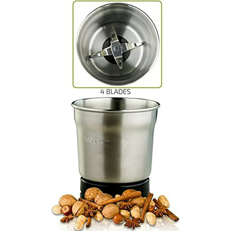 Ovente CG225W Electric Grinder with Stainless Steel Blades for Coffee Beans, Spices