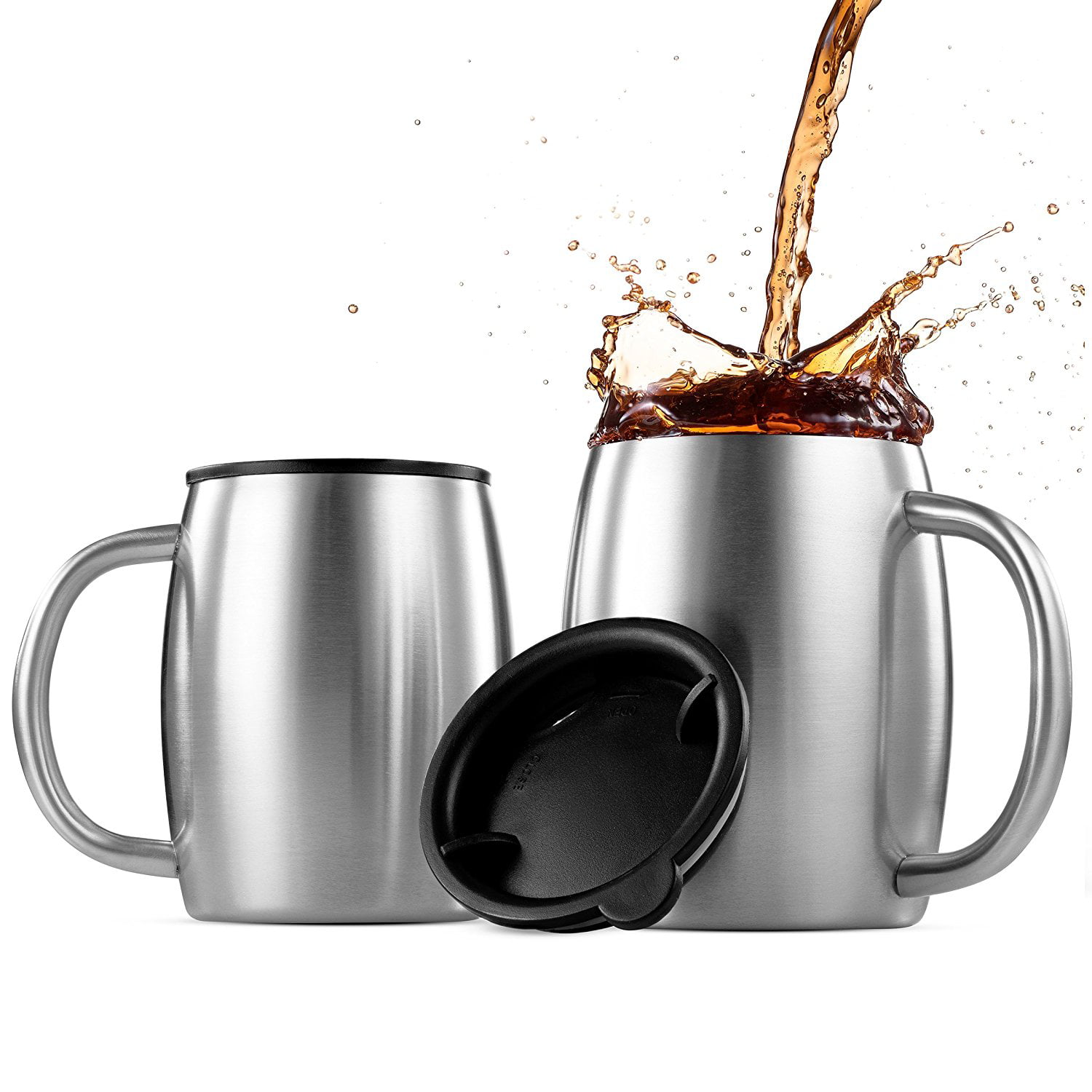 Large Stainless Steel Travel Camping Mug Drinking Beer Coffee Tea Handle Cup
