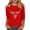 Red, variant on Staron Women's 3/4 Sleeve Western Print Casual T-Shirt Round Neck Loose Fit Fashion Top, Green L