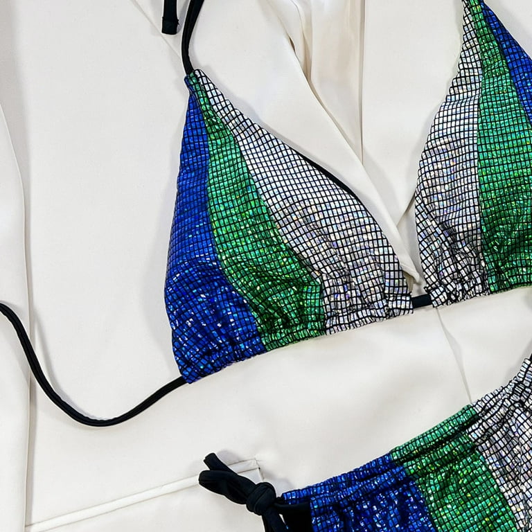 Gubotare Women Halter String Bikini Set Thong Cheeky Two