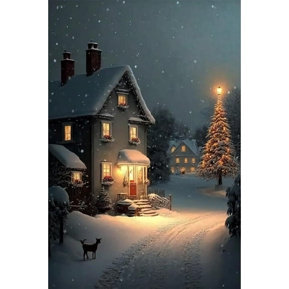300 Pieces Puzzle for Adults - Christmas Snowy Night Cabin Wooden Jigsaw Puzzles Challenging Educational Fun Toys for Family Creative Gift