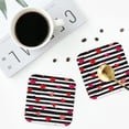 thumbnail image 4 of Lsque Hearts And Lines1 Pattern 4" Drink Coasters Set of 4, PVC Leather Absorbent Coasters, Table Coaster Set Decorative Coffee Cup Coasters Housewarming Gift -Square, 4 of 6