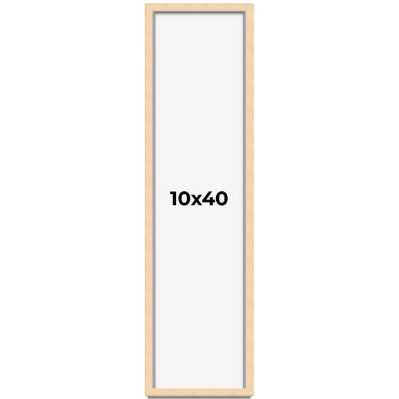 10x40 Frame Natural Wood Picture Frame | 0.75 Inch Moulding Width | with UV Acrylic Plexiglass,
