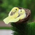 thumbnail image 6 of Artificial Sparrow Nest Set, 2 Clip On Birds with Rattan Nest and Faux Eggs, Realistic Feathered Ornaments for Tree and Wreath - Yellow, 6 of 6