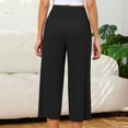 thumbnail image 6 of Aboser Wide Leg Capri Pants for Women Summer Casual High Waisted Capris Loose Fit Calf Length Cropped Pants Solid Color Vacation Trousers with Pockets, 6 of 6