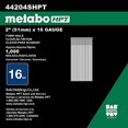 thumbnail image 3 of Uñas Metabo HPT 16 Ga. Straight Strip, paquete de 1000 unidades, 2 pulgadas, 3 of 3