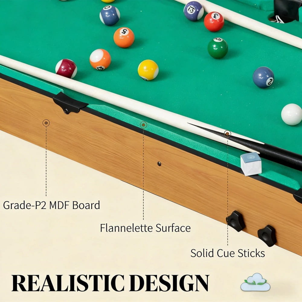 38.25 Inch Folding Mini Pool Table, Portable Tabletop Billiard Table with Full Accessories, MDF Frame Flannelette Surface, Foldable Legs for Easy Storage, Ideal for Adults Teens 14+