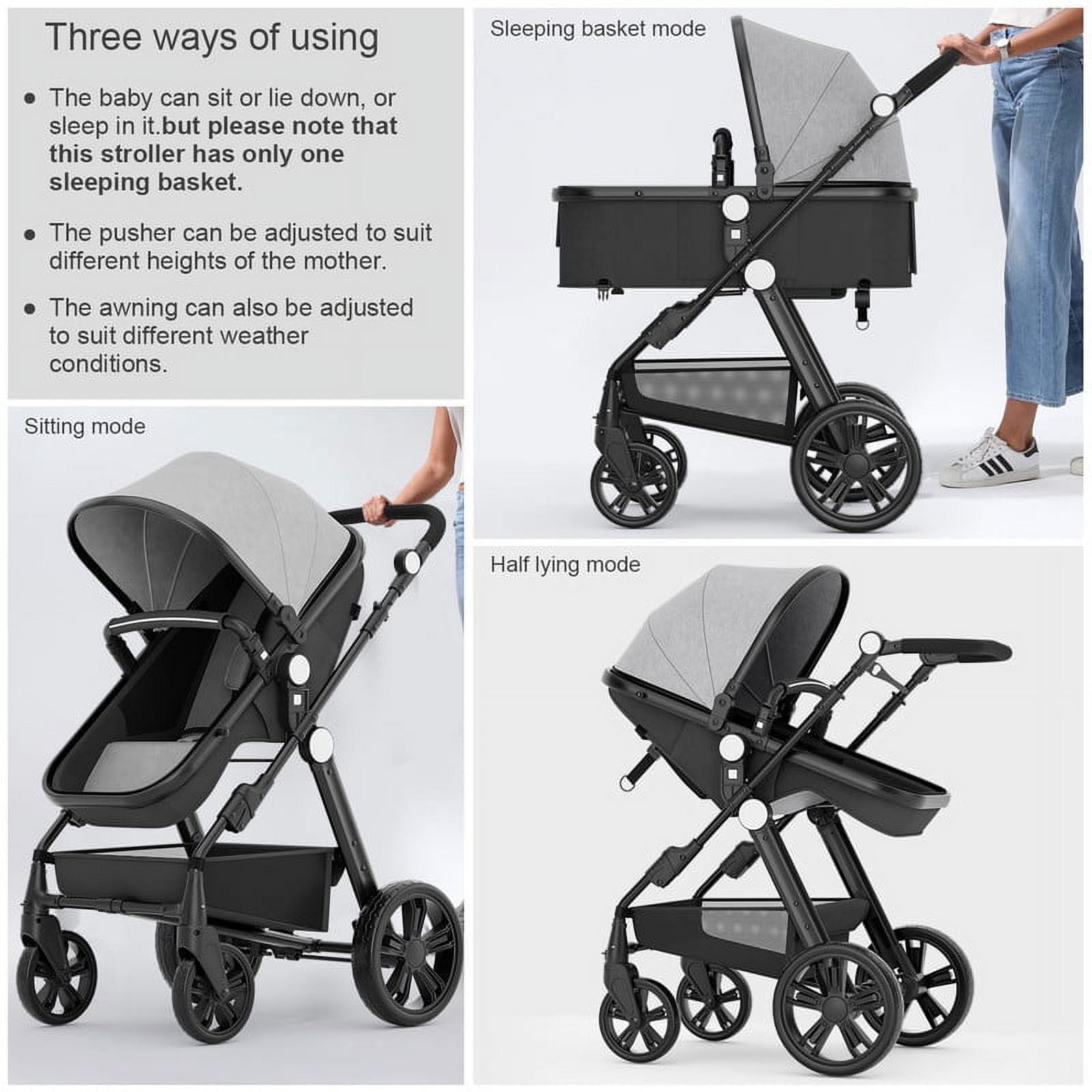 Cynebaby Foldable Baby Newborn Stroller for 0-36 Months Old Babies, Gray