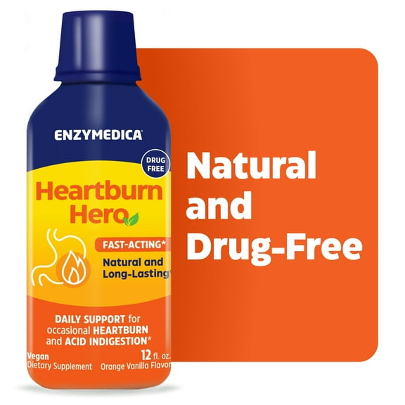 Enzymedica Natural Heartburn Hero Liquid for Heartburn Relief, 12 fl oz