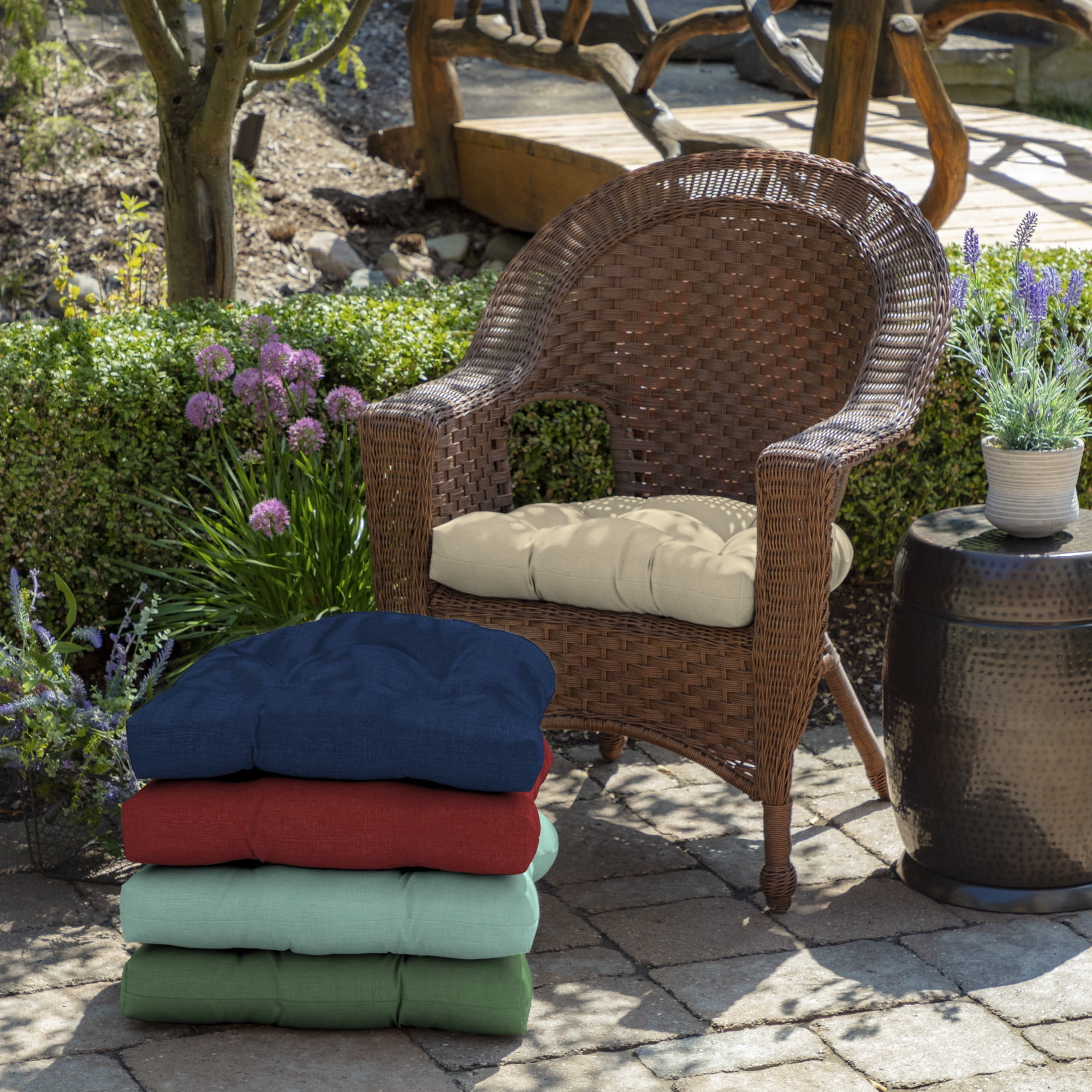 ARDEN Outdoor Wicker Chair Cushion, 2 pack 18 x 20, Tan Leala