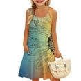 thumbnail image 3 of LTTVQM Sundresses for Girls 4-5 Casual Floral Print Sleeveless Sundress Comfy Crew Neck Tank Dress Trendy Cover Up Dresses with Pockets Blue 4-5, 3 of 7